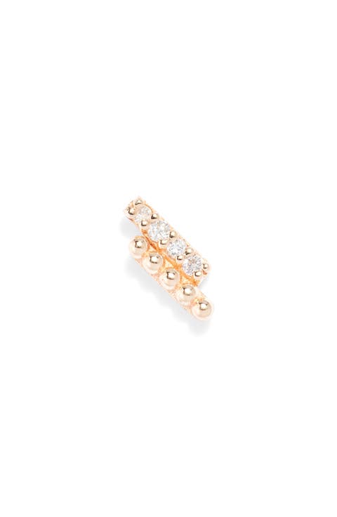 Dew Drop Marine Deux Single Bar Stud Earring