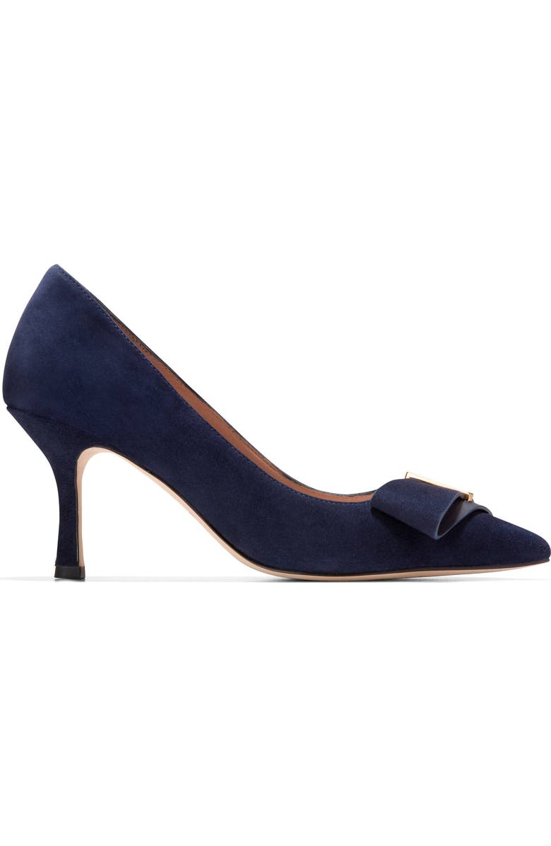 Cole Haan Felicia Bow Pointed Toe Pump, Alternate, color, Ch Midnight Moon Suede