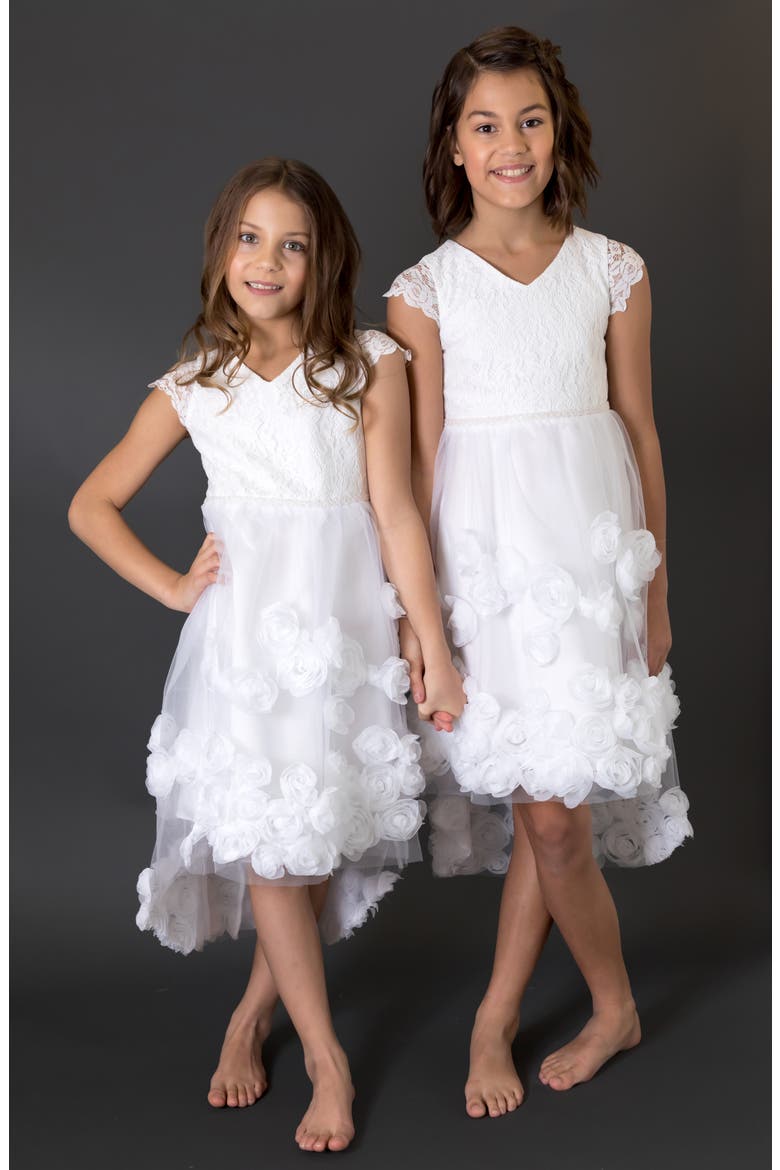Flutter Sleeve High/Low Dress, Alternate, color, IVORY