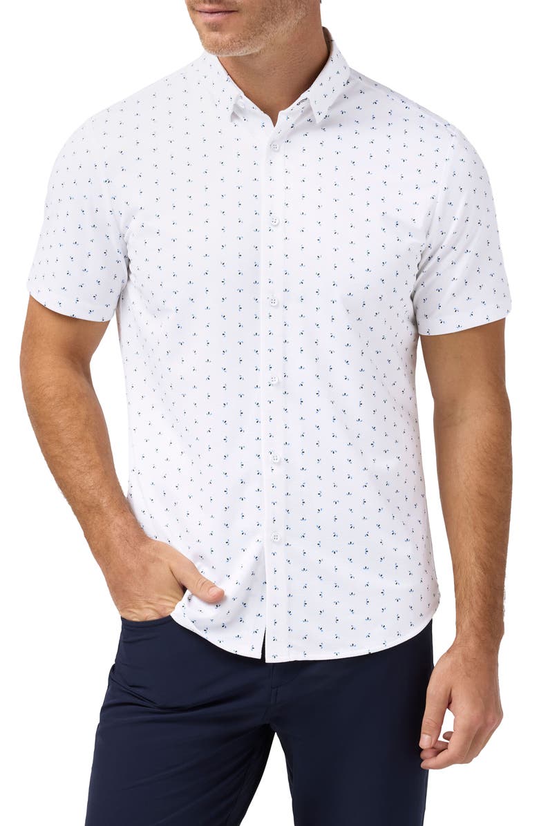 Mizzen+Main Halyard Floral Print Short Sleeve Performance Button-Up Shirt, Main, color, 