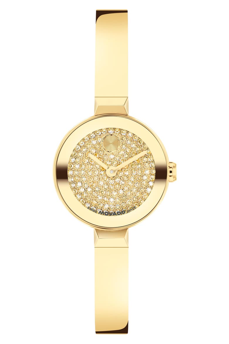Bold Bangle Mini Pave Bracelet Watch, Main, color, YELLOW GOLD