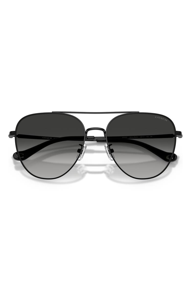 COACH 56mm Gradient Pilot Sunglasses, Alternate, color, Shiny Black / Grey Gradient