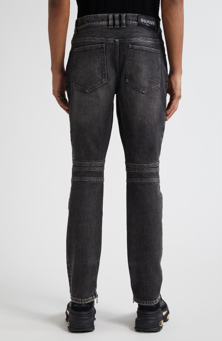 Balmain Denim Biker Pants, Alternate, color, 9Az Denim Dark Grey