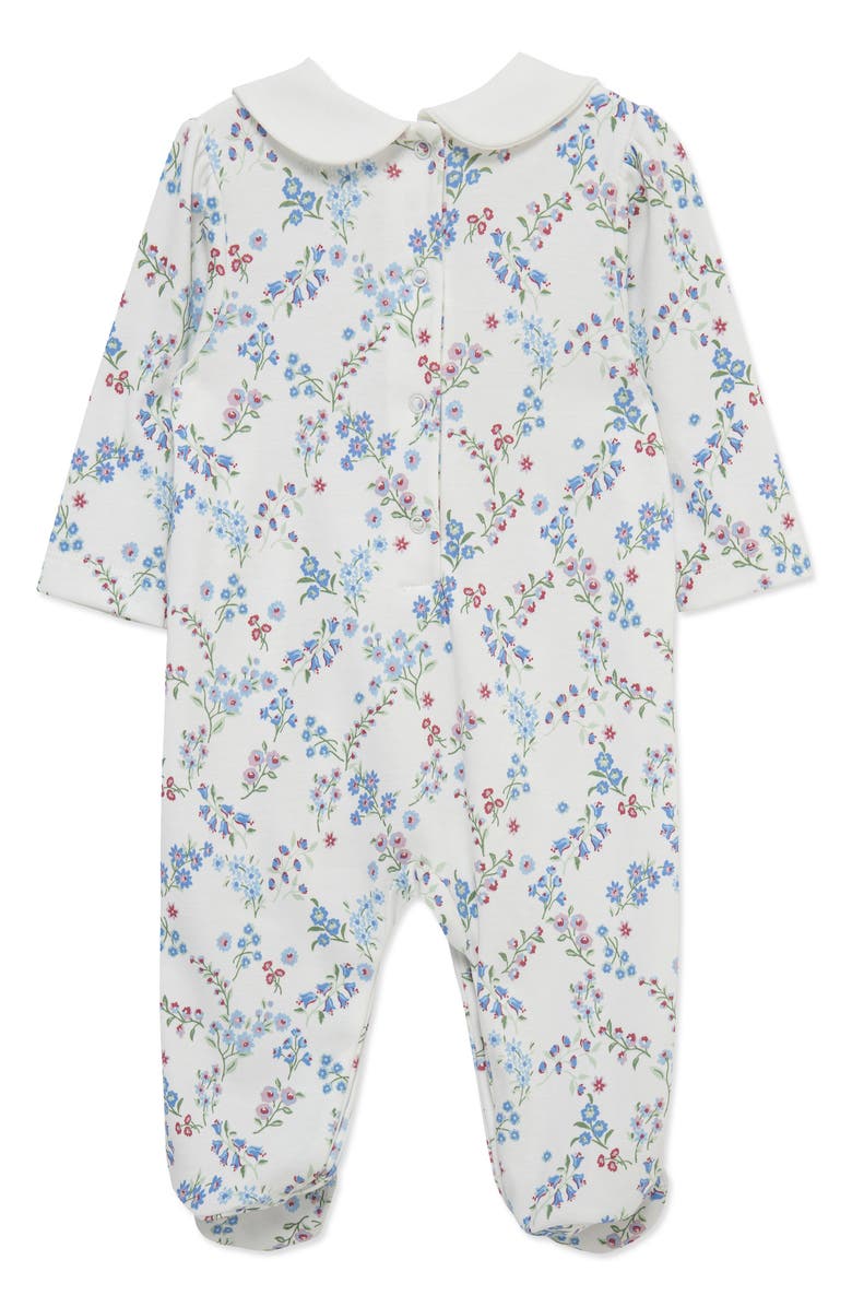 Little Me Floral Trellis Pima Cotton Footie, Alternate, color, White Multi