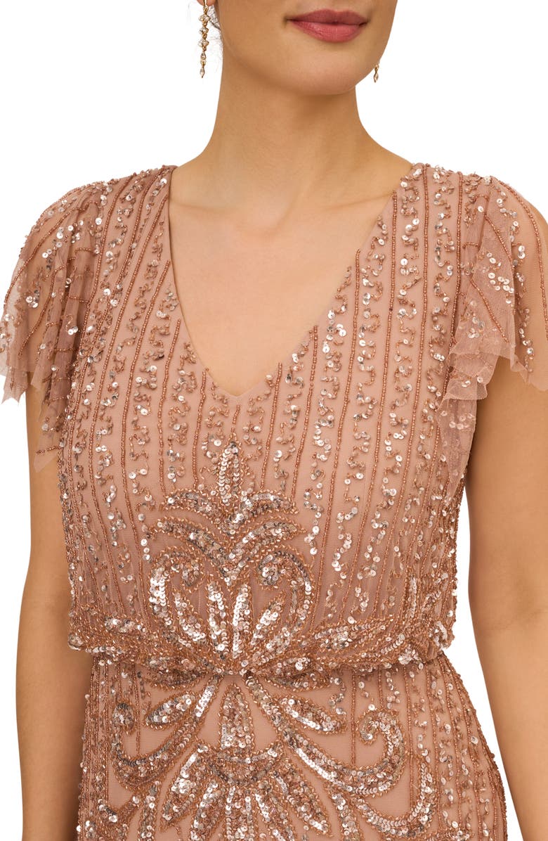 Adrianna Papell Sequin Beaded Mesh Gown, Alternate, color,