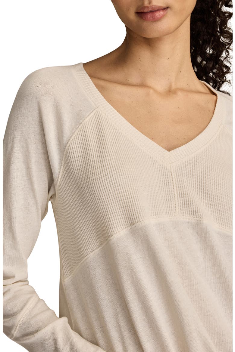 Mixed Waffle Knit Cotton Top, Alternate, color, WHISPER WHITE