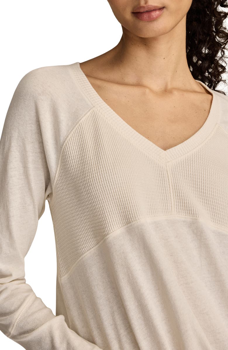 Lucky Brand Mixed Waffle Knit Cotton Top, Alternate, color, Whisper White
