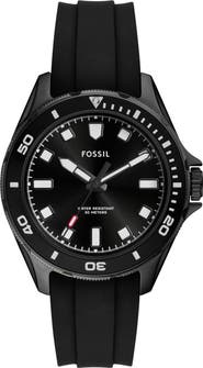 Fossil Dalton Three Hand Quartz Silicone Strap Watch, 42mm