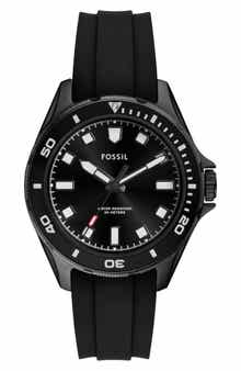 Fossil Dalton Three Hand Quartz Silicone Strap Watch, 42mm