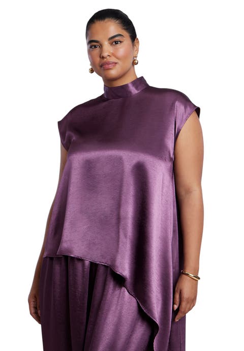 Satin Asymmetric Duster Top