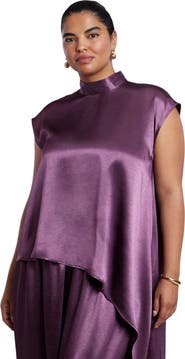 ELOQUII Satin Asymmetric Duster Top
