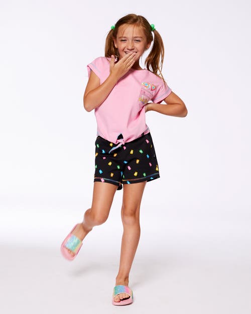 DEUX PAR DEUX DEUX PAR DEUX LITTLE GIRL'S PRINTED SHORT BLACK AND MULTICOLORED GUMMIES