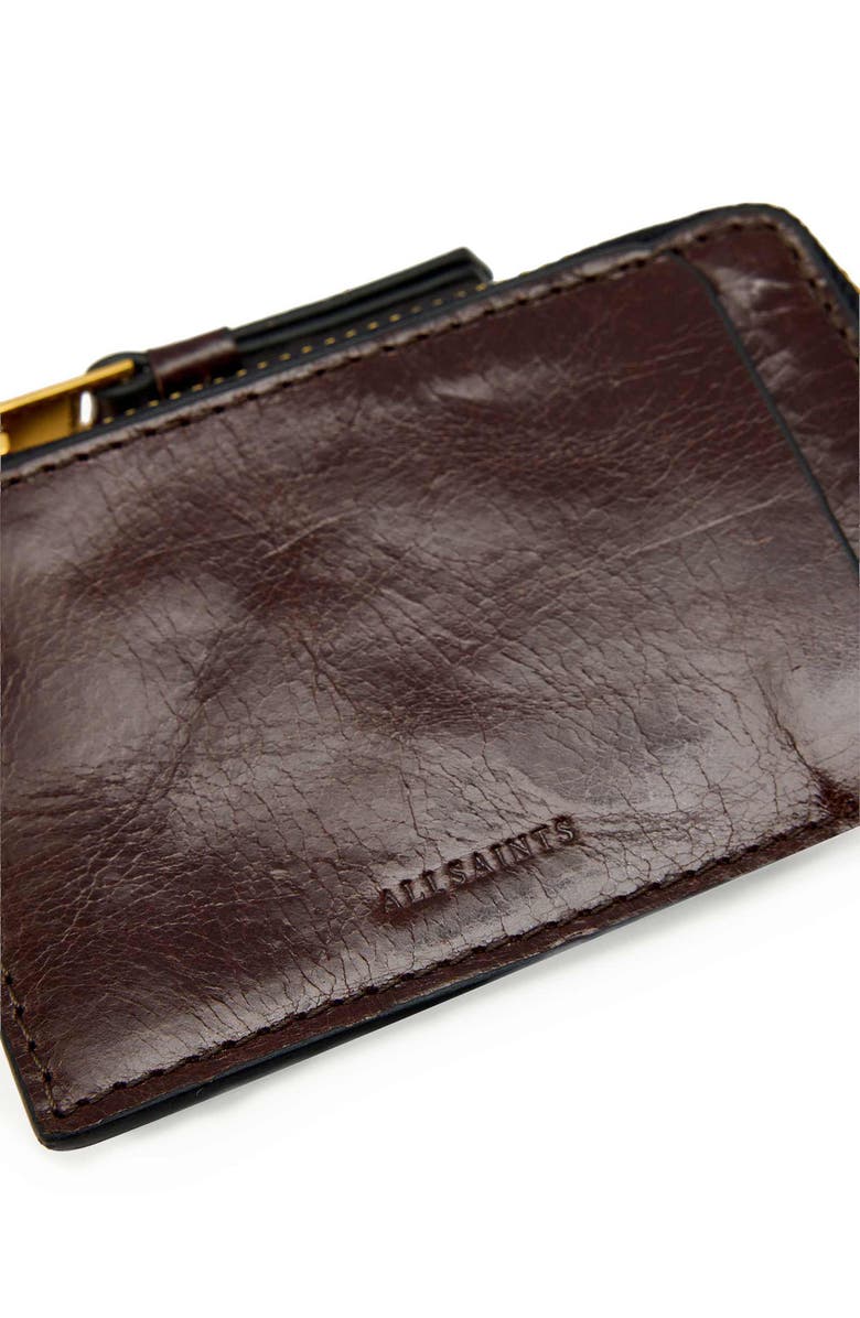 AllSaints Remy Leather Wallet, Alternate, color, Cognac Brown