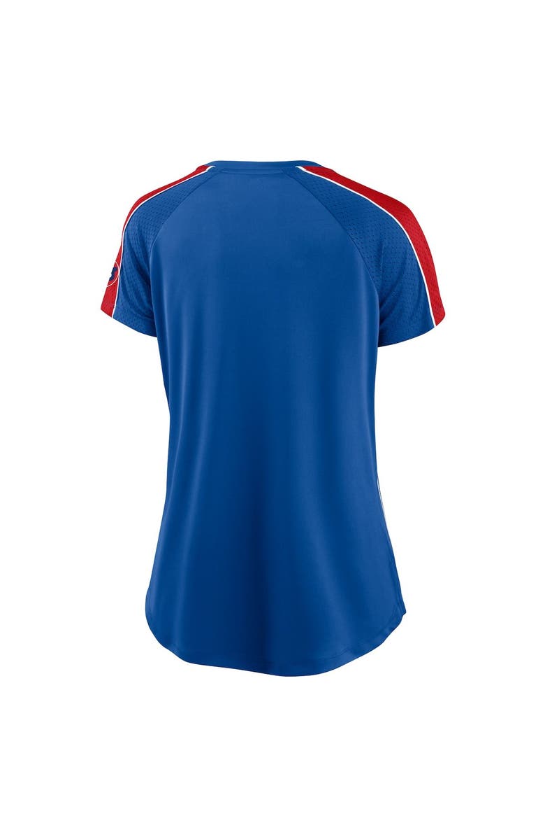 FANATICS Women's Fanatics Branded Royal/Red Chicago Cubs True Classic League Diva Pinstripe Raglan V-Neck T-Shirt, Alternate, color, 