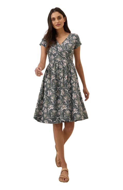 Organic Cotton Fit & Flare Crossover Dress