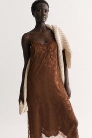H&M Lace-trimmed Brocade Dress