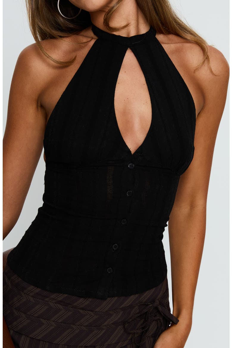 Call You Up Keyhole Halter Top, Alternate, color, BLACK