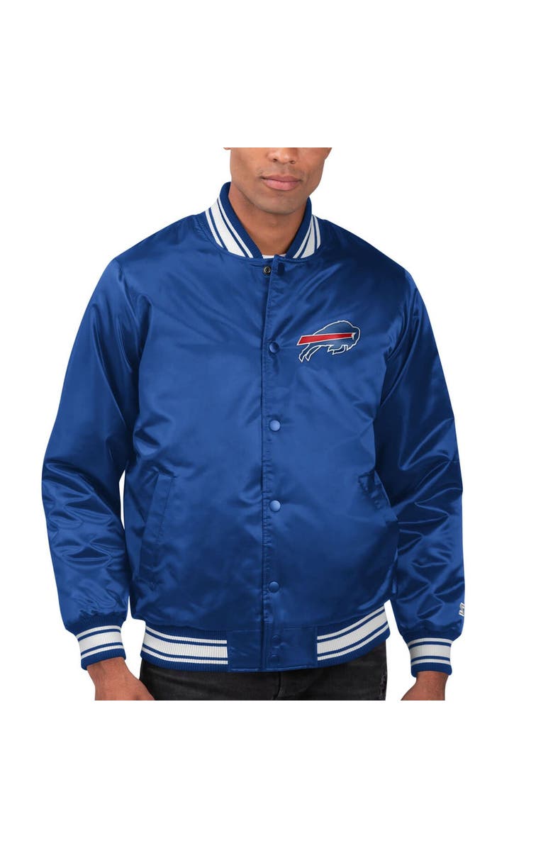 STARTER Men's Starter Blue Black Buffalo Bills Locker Room Satin Varsity Full-Snap Jacket, Main, color, 
