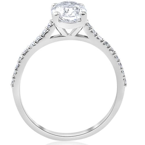 Bliss Diamond 1.20ct Oval Diamond Engagement Ring With Side Stones 14k Gold Lab Grown In 14k White Gold