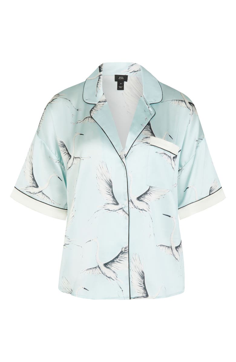 River Island Bird Print Satin Pajama Top, Alternate, color,