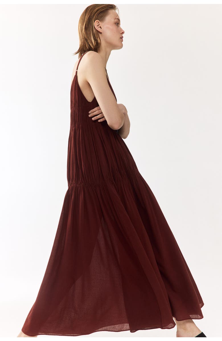 H&M Smocked Strappy Dress, Alternate, color, Rust Brown