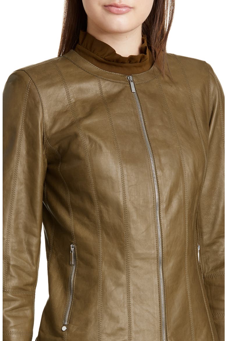 Courtney Glazed Lambskin Leather Jacket, Alternate, color, SEQUOIA