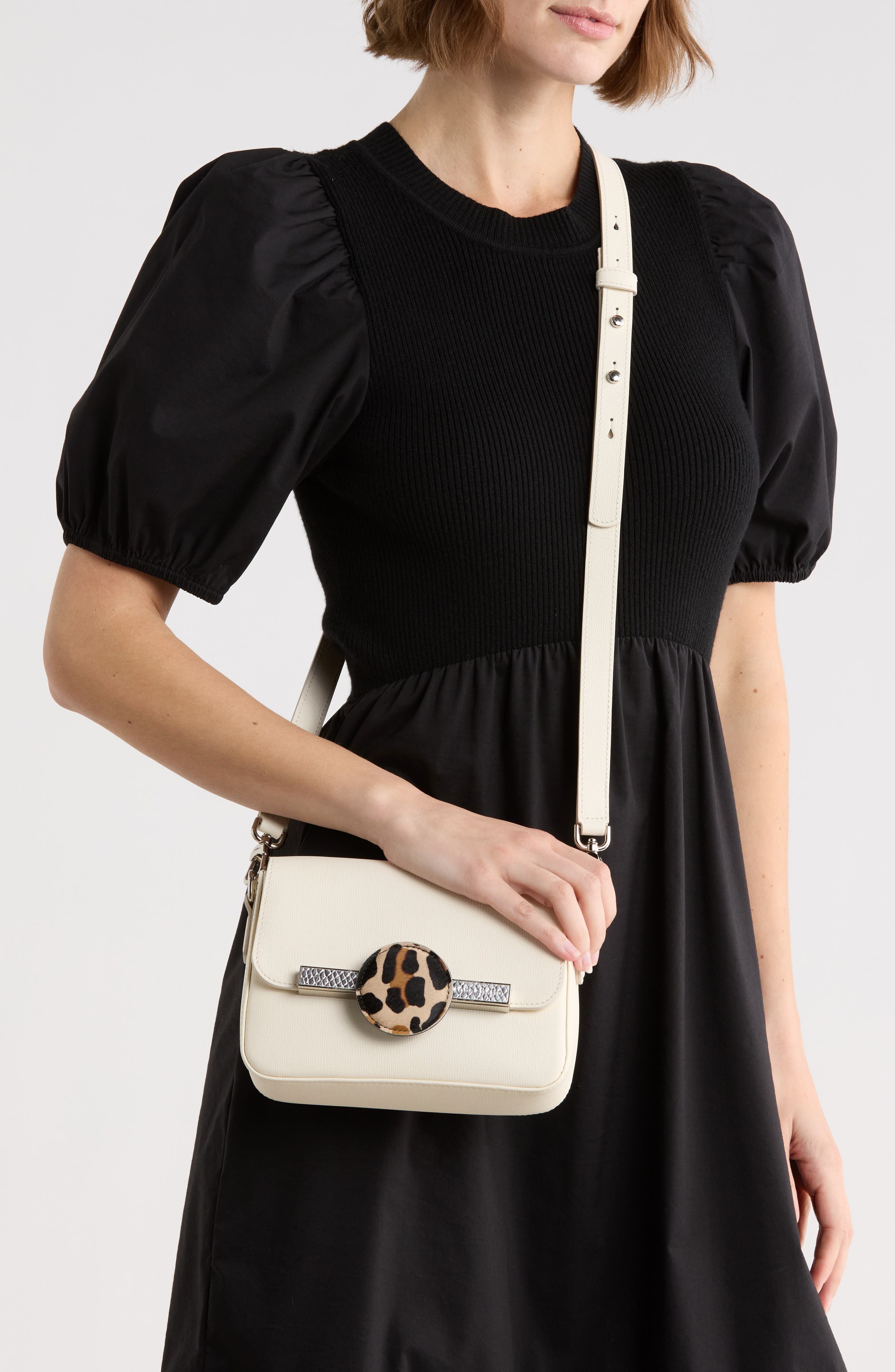 Longchamp Small Genuine Calf Hair Accent Crossbody Bag, Alternate, color, 