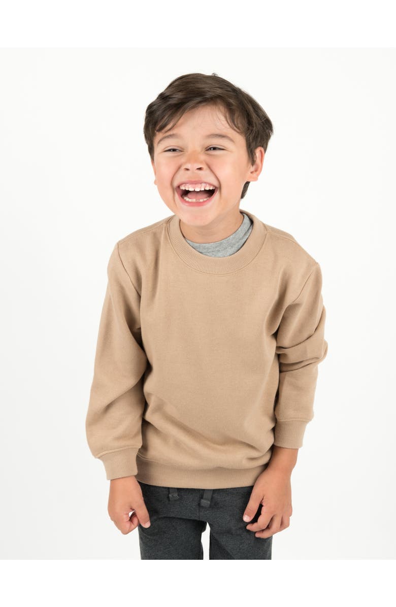 Leveret Kids Pullover Sweatshirt, Long Sleeve, Solid Colors, Alternate, color, Beige
