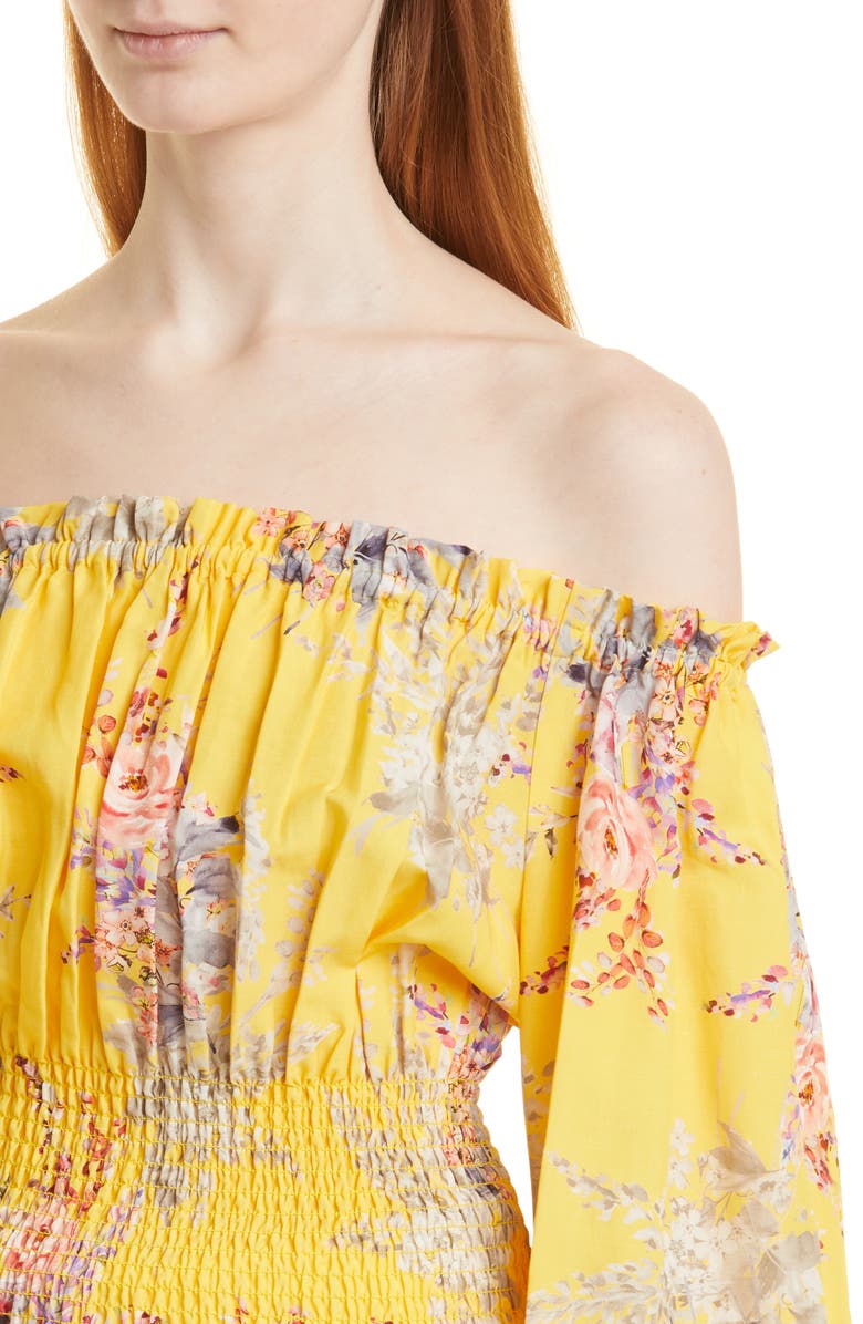 KOBI HALPERIN Noa Floral Off the Shoulder Smocked Top, Alternate, color,