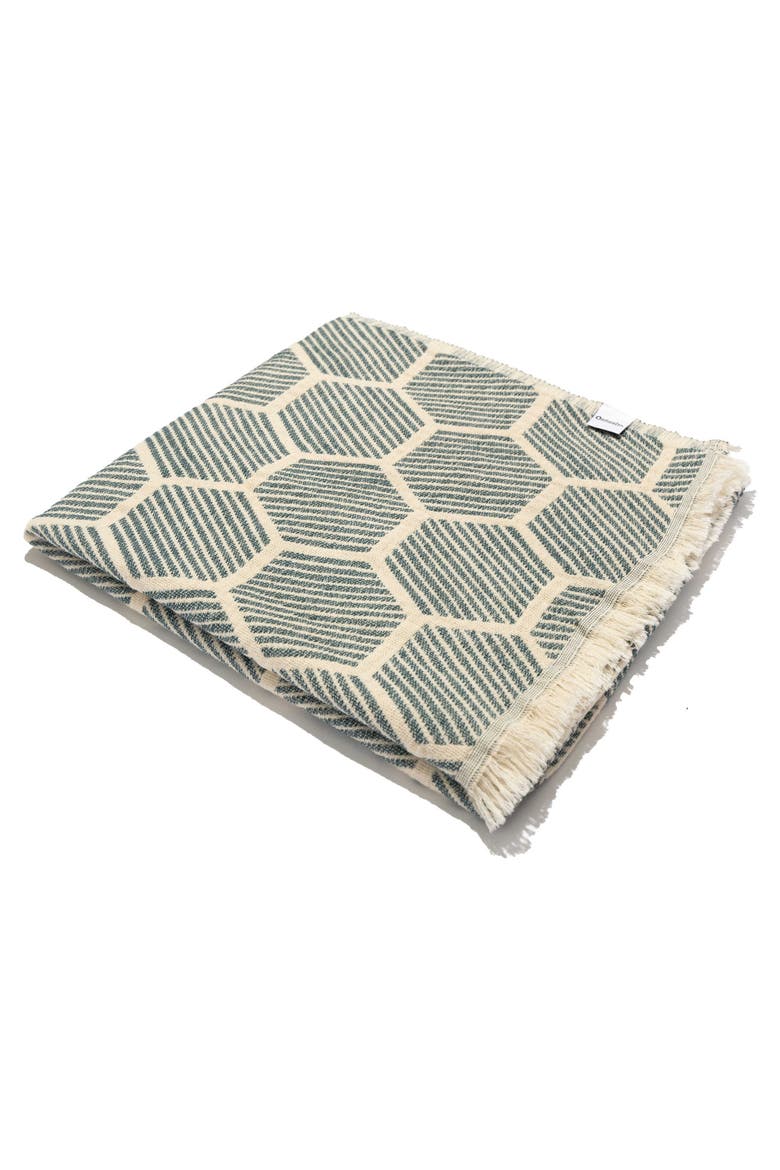 Hive Cotton Turkish Throw Blanket, Alternate, color, Navy