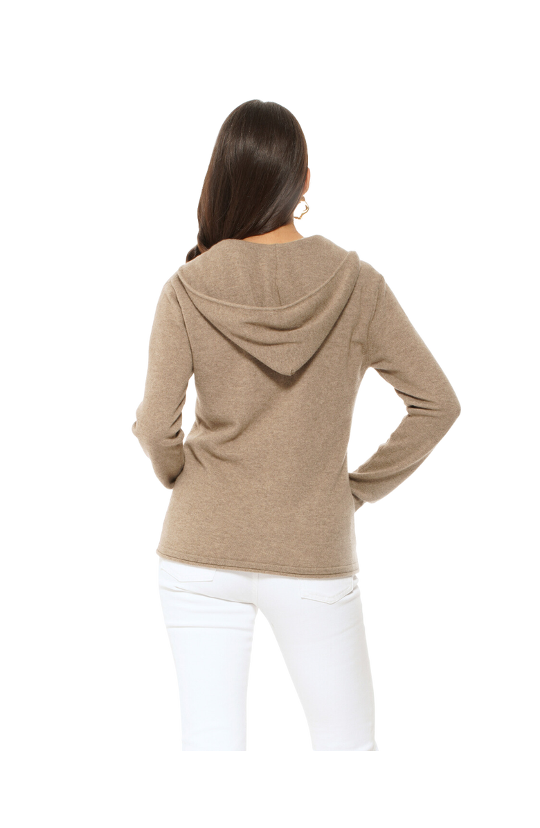 Monticelli Cashmere Pure Cashmere Double Zip Hoodie Sweater, Alternate, color, Charcoal