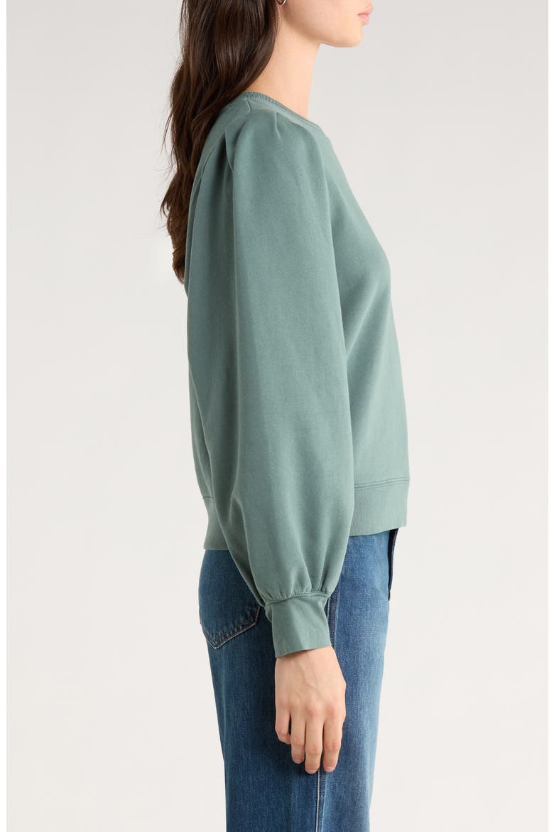 Tiffany Puff Sleeve Cotton Fleece Sweatshirt, Alternate, color, LAKE