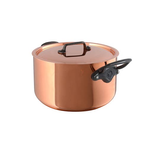 Mauviel M'150 Ci 6.4 Quart Stewpan With Lid, Cast Iron Handle, 9.4-inch In Copper