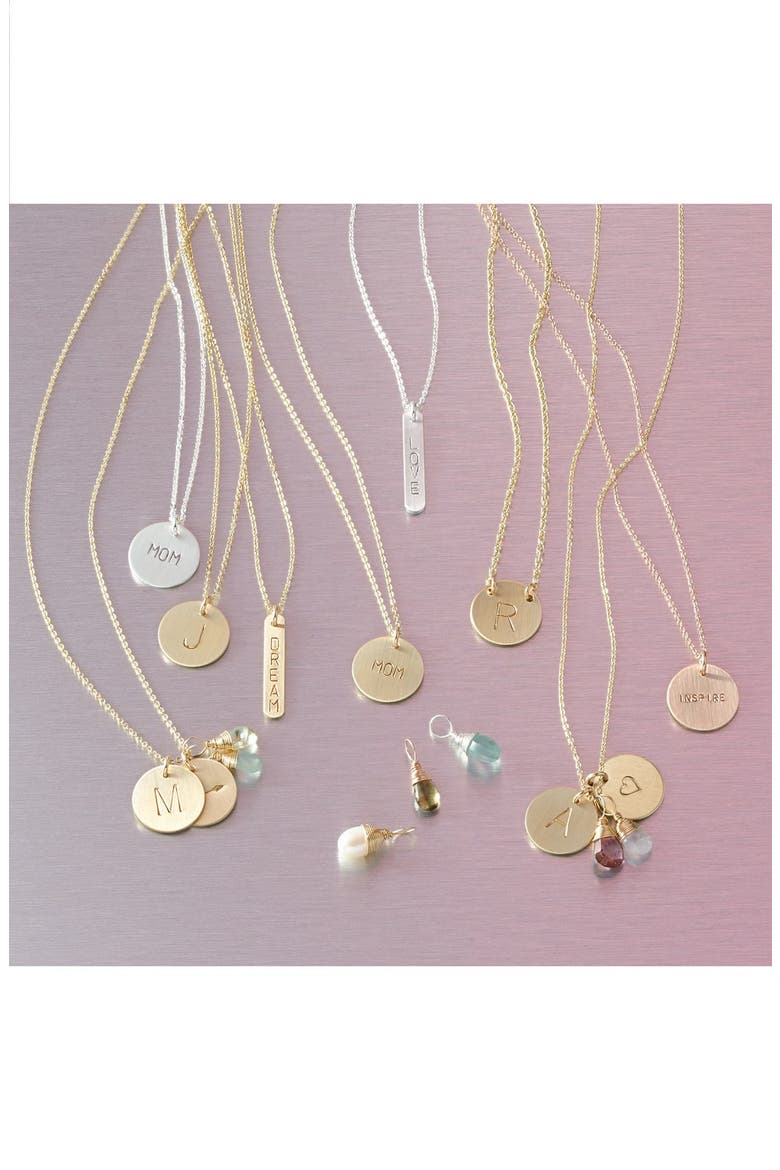 Sterling Silver Initial Disc Necklace, Alternate, color, STERLING SILVER E
