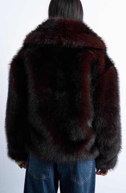 Topshop Boxy Faux Fur Coat In Burgundy