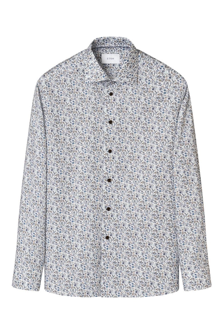 Slim Fit Floral Dress Shirt, Alternate, color, DARK BLUE