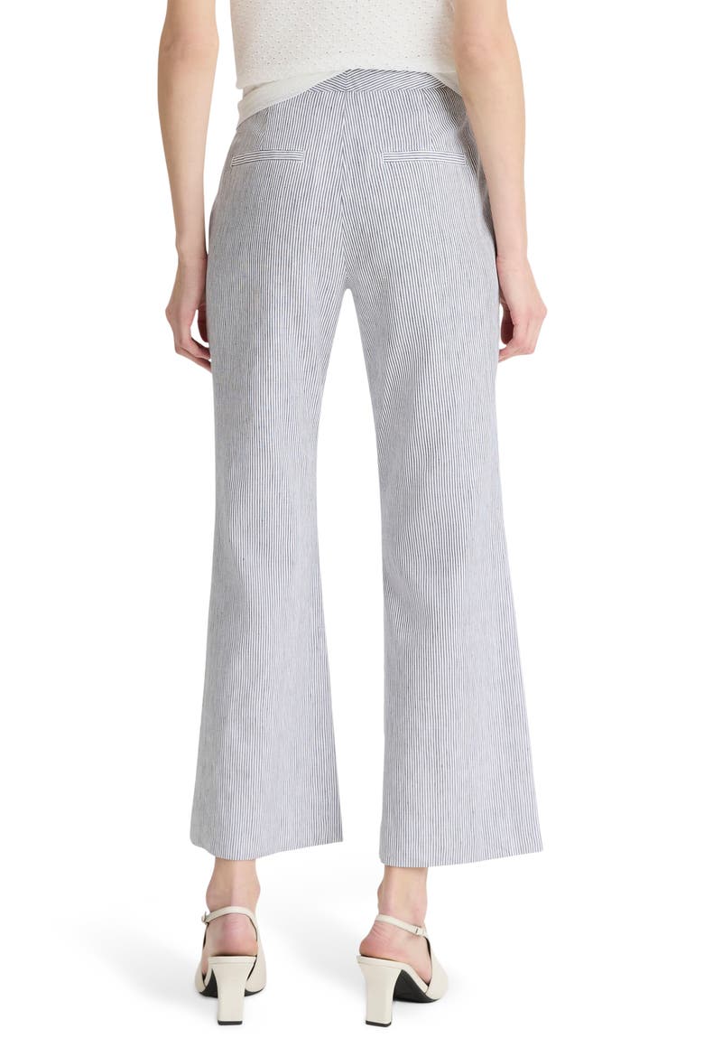 Ticking Stripe Crop Flare Linen & Cotton Pants, Alternate, color, IRIS SLATE/ OFF WHITE