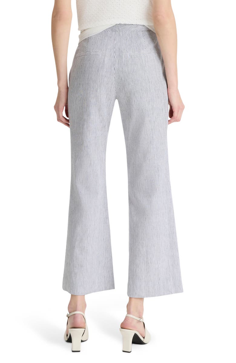 Vince Ticking Stripe Crop Flare Linen & Cotton Pants, Alternate, color, Iris Slate/ Off White