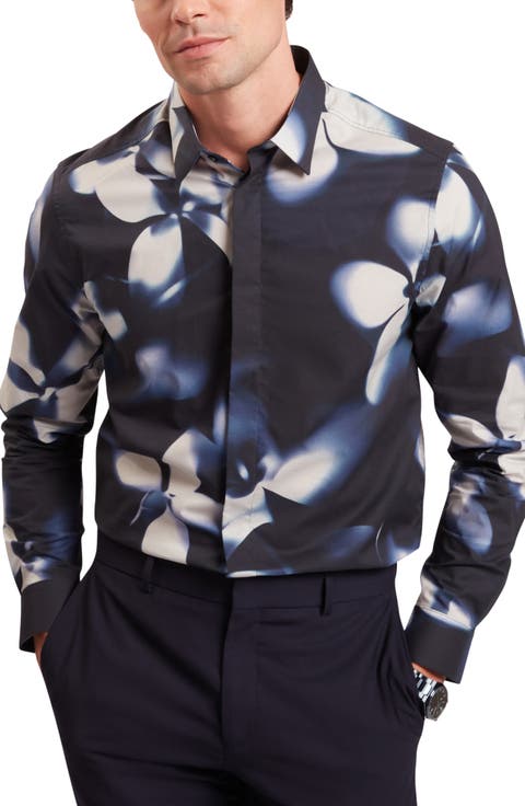 Wrenin Photographic Floral Print Button-Up Shirt