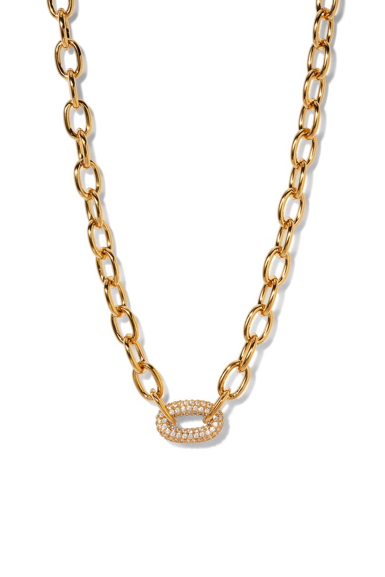 Alma Pavé Link Necklace, Main, color, GOLD