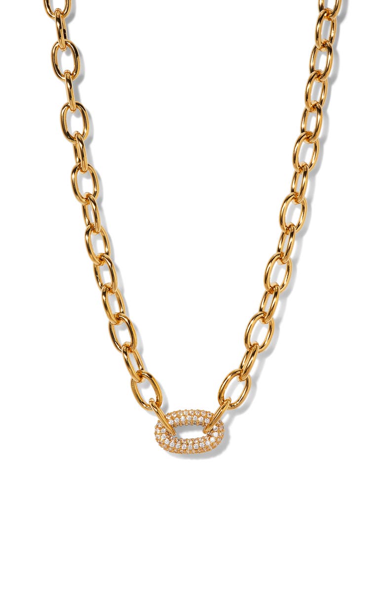 Nadri Alma Pavé Link Necklace, Main, color, Gold