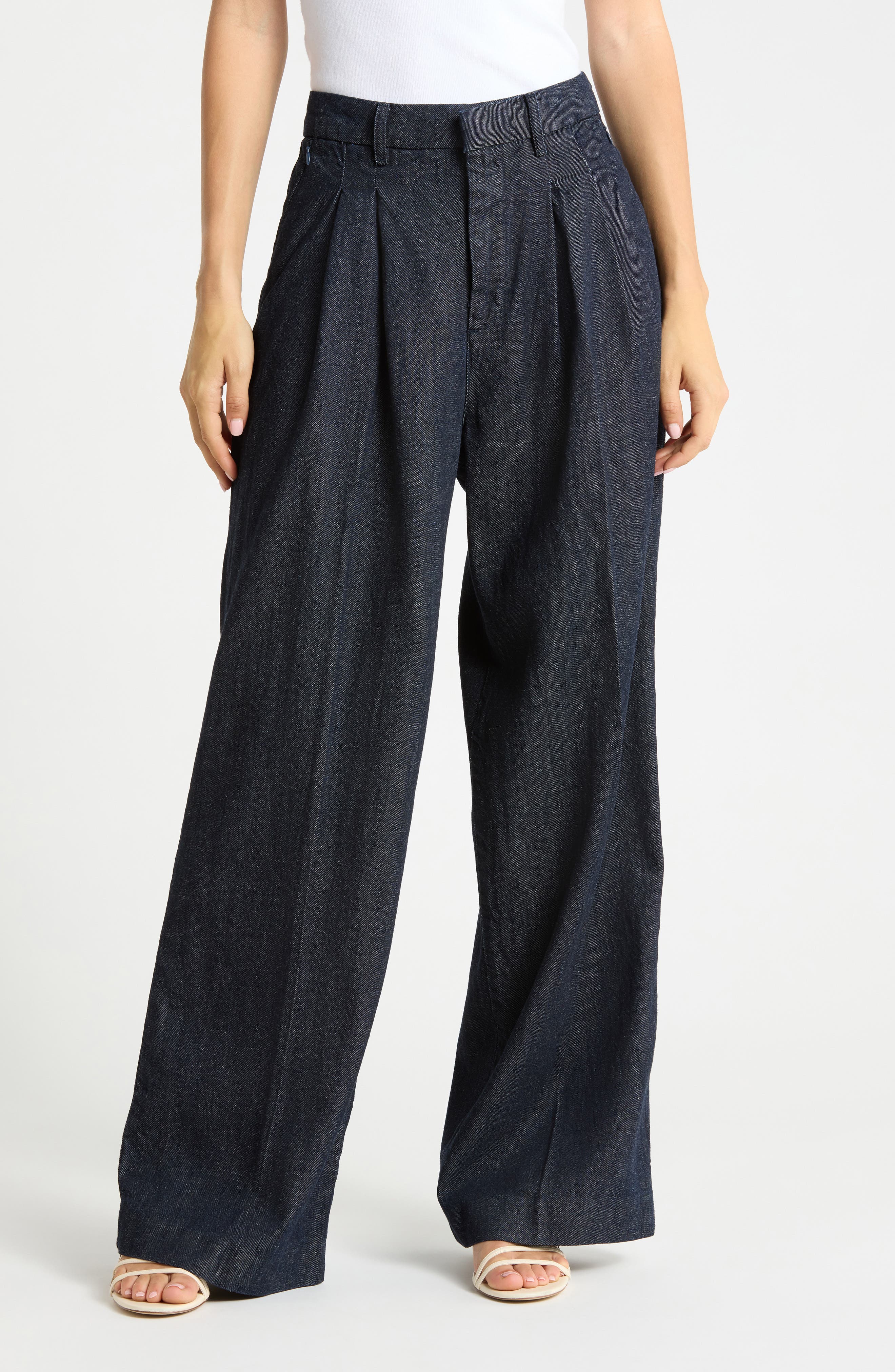 Pleated High Waist Wide Leg Pants