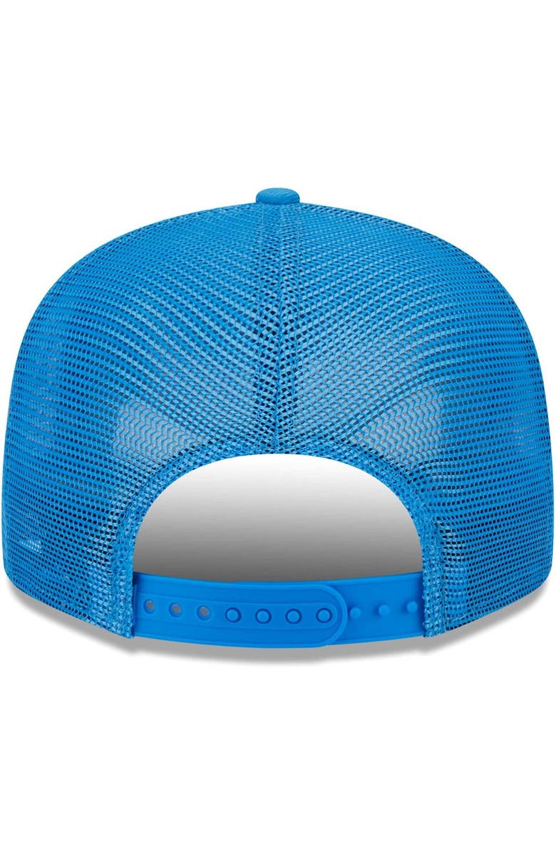 New Era Men's New Era Powder Blue Los Angeles Chargers Stacked Trucker 9FIFTY Snapback Hat, Alternate, color,