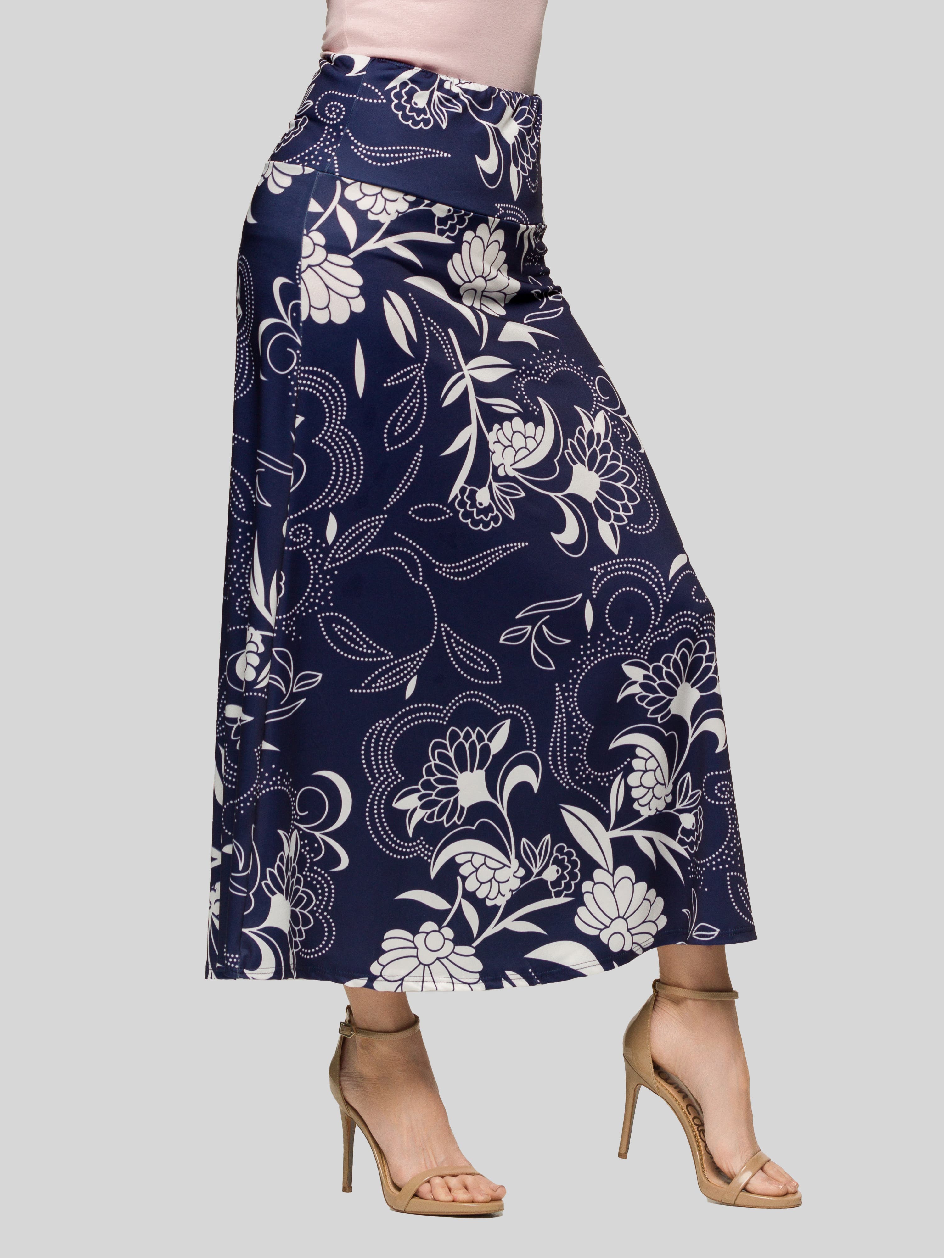 Floral Print Elastic Waist A-LINE Maxi Skirt - image 2