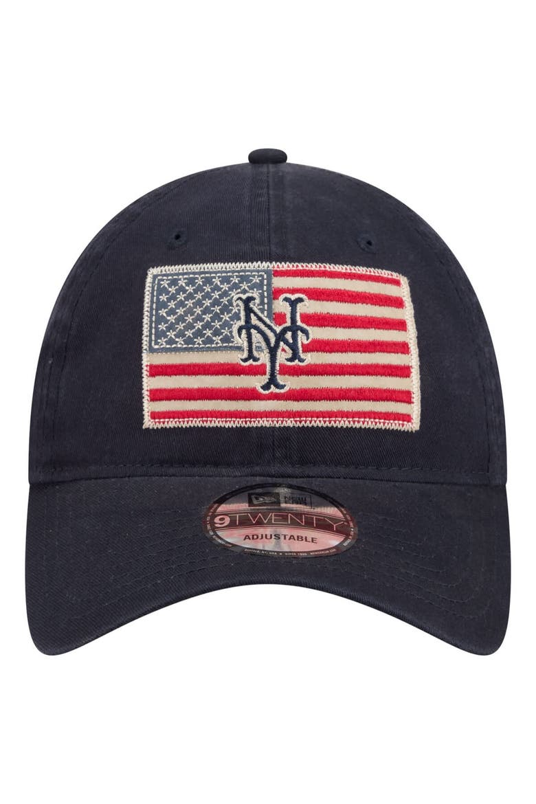 Men's New Era Navy New York Mets Americana Flag 9TWENTY Adjustable Hat, Alternate, color, Navy