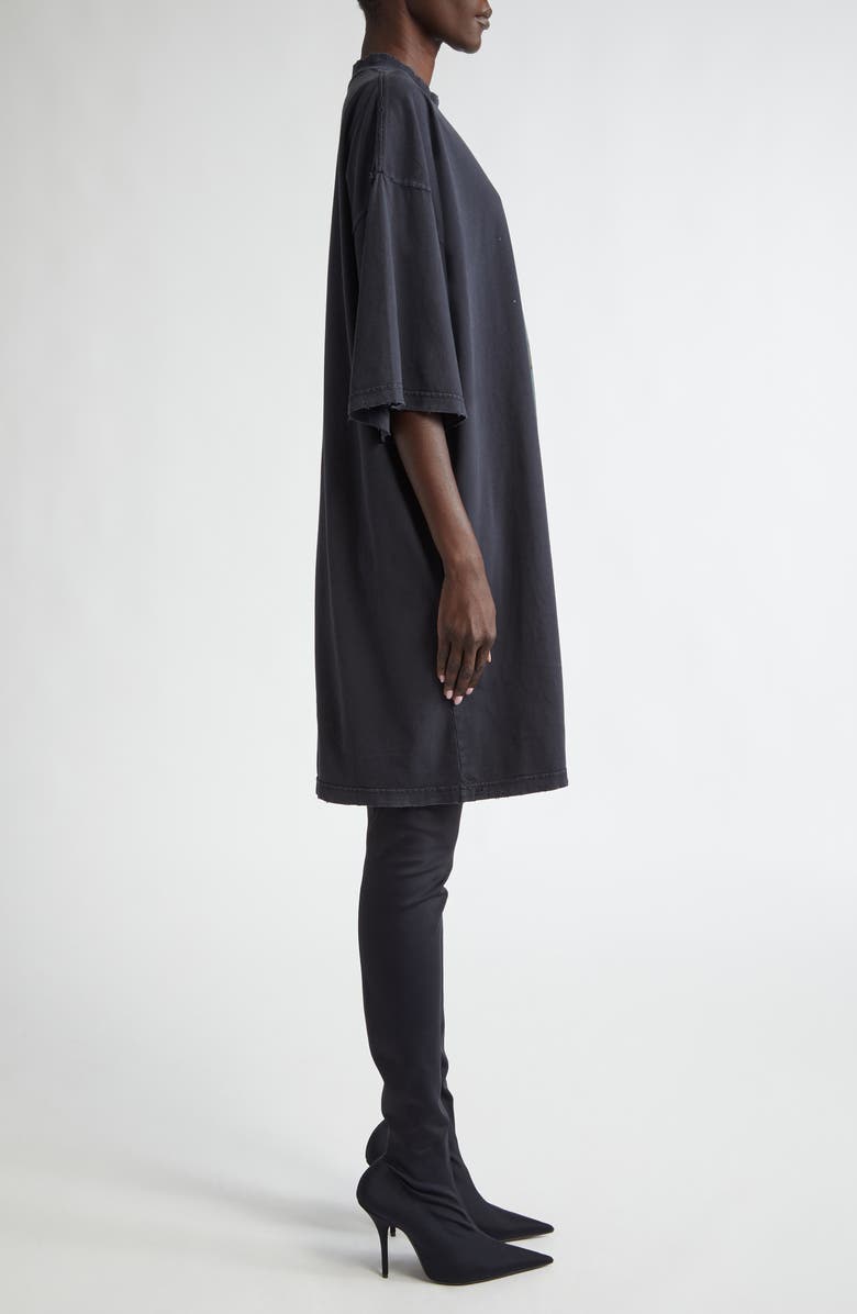 Balenciaga Liberty Graphic T-Shirt Minidress, Alternate, color, 1083 Faded Black