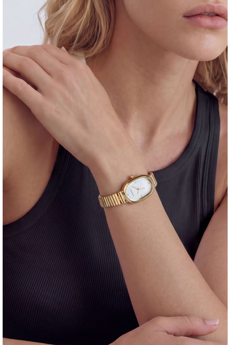 Munich Bracelet Watch, 33mm x 23mm, Alternate, color, GOLD/ WHITE