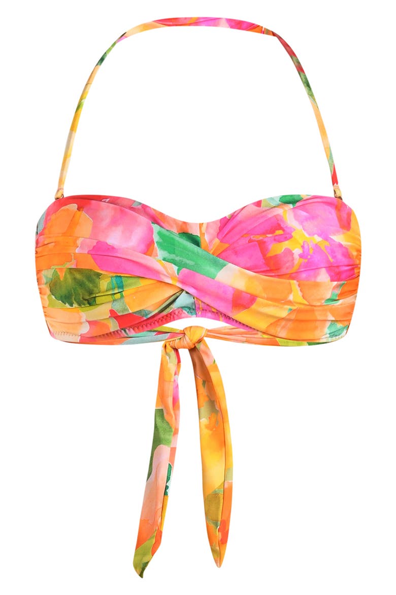 Utopia Twist Bandeau Halter Bikini Top, Alternate, color, YELLOW MULTI