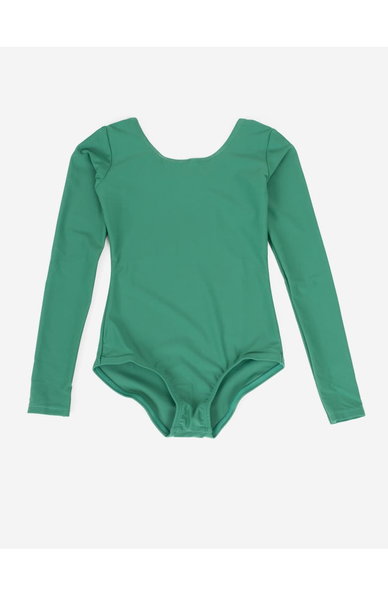 Leveret Girls Long Sleeve Leotard, Main, color, Green