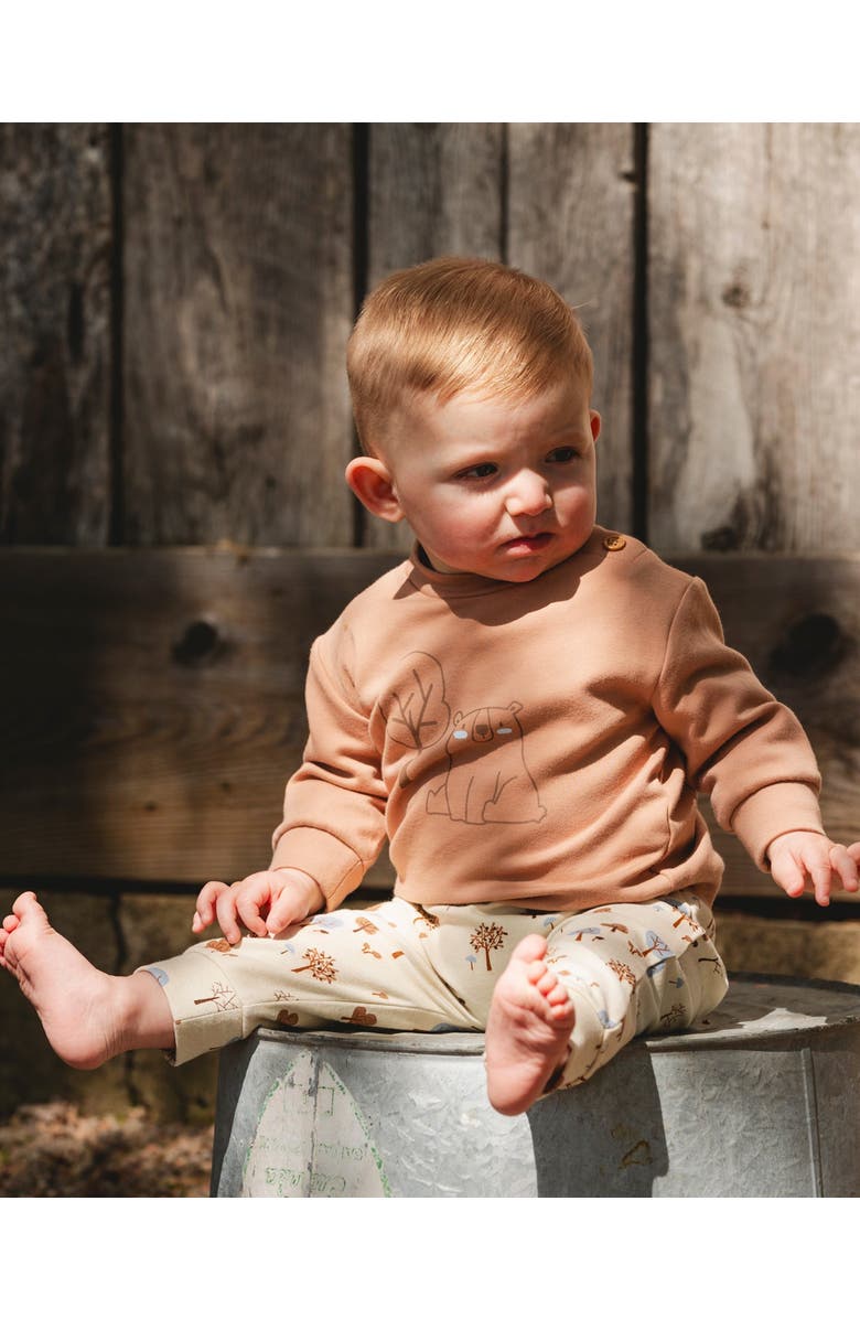 Deux par Deux Organic Cotton Pant and Top Set Tree, Main, color, Beige